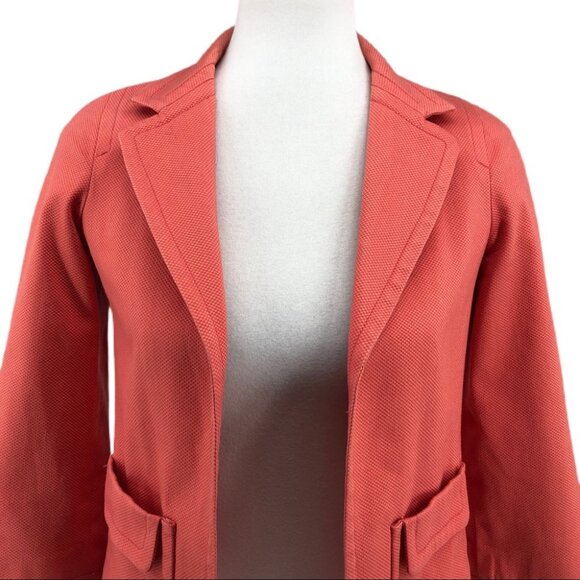 Red Talbots Coral Open Front Notched Collar Short Blazer sz 0P - Picture 2 of 7
